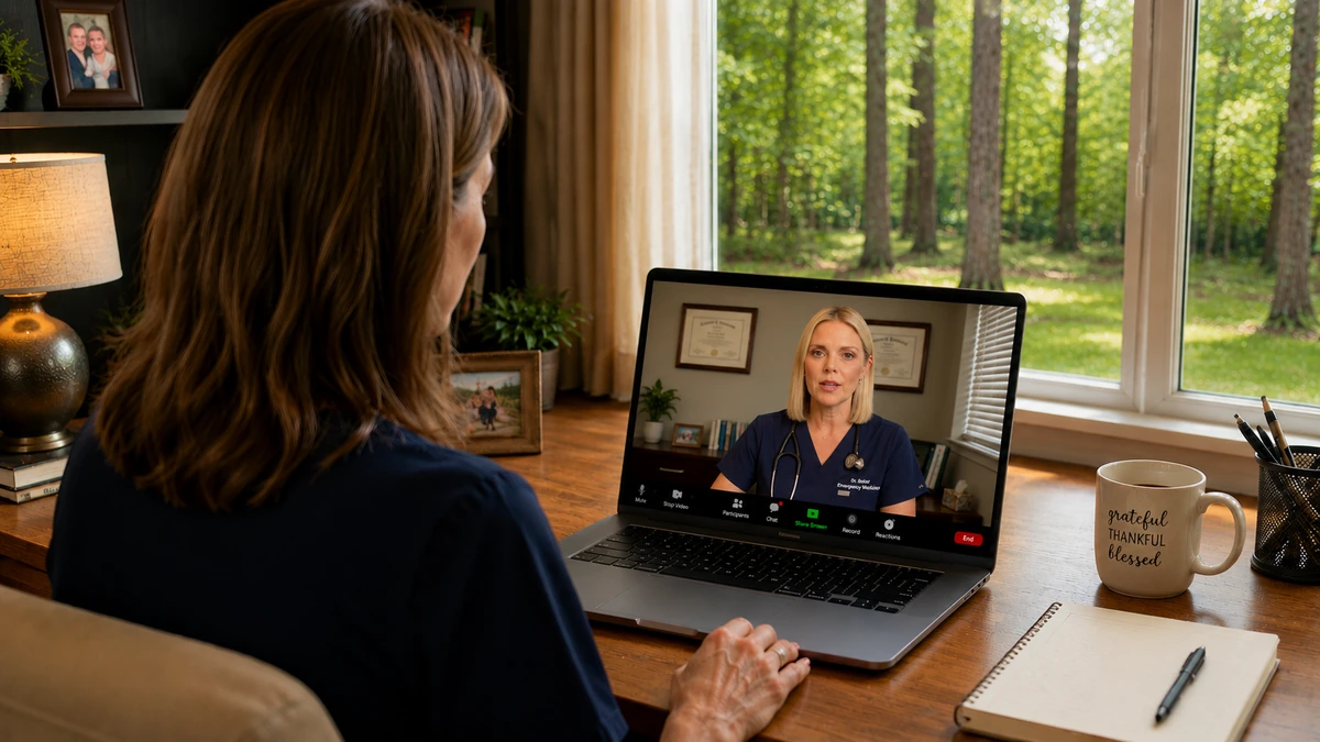 East Texas patient at home on a video telehealth visit with a New Genesis Vitality provider.
