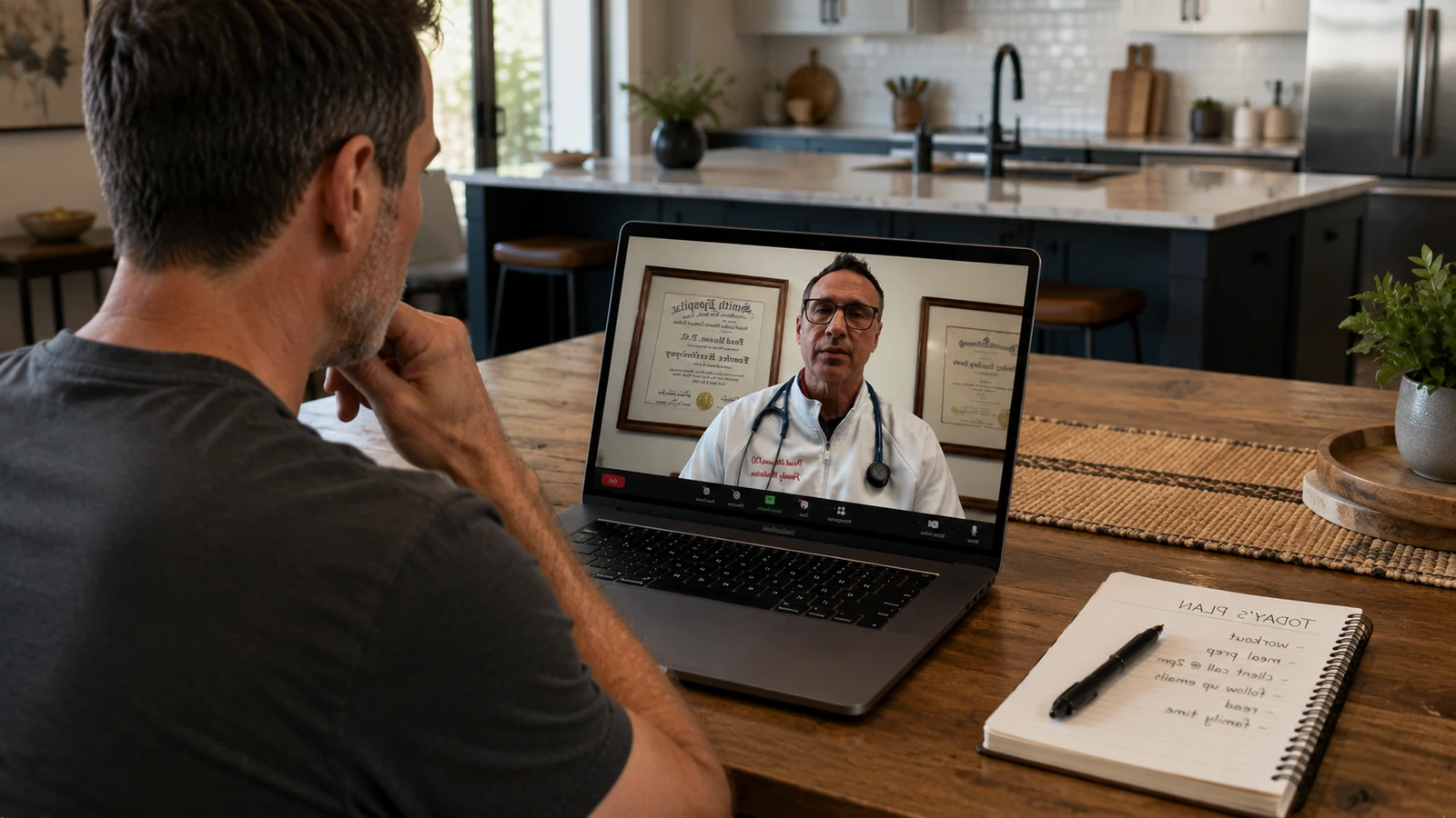 Arkansas patient at home on a video telehealth visit with a New Genesis Vitality provider.